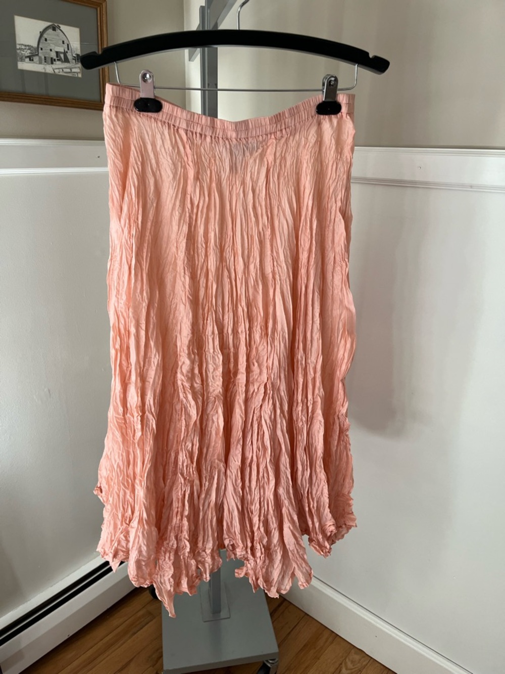 The Limited Peach Silk Crinkle Handkerchief Skirt M/L